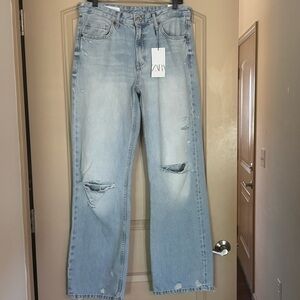 ZARA- TRF Mid Rise Wide Leg Jeans